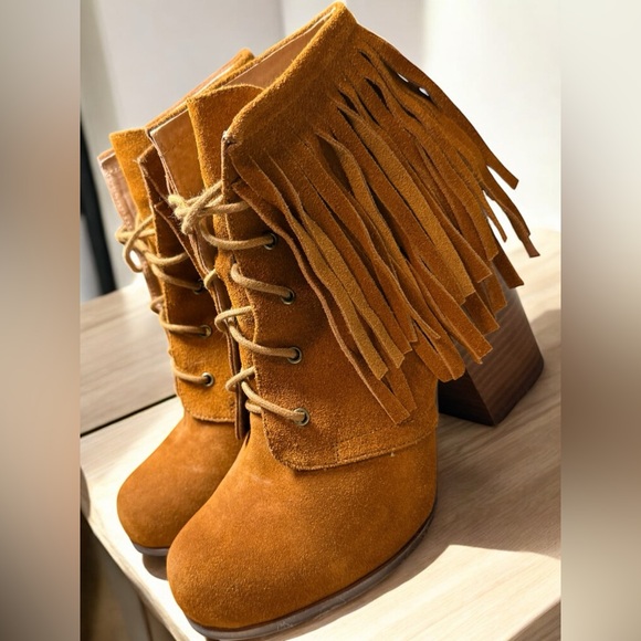 Boots Jeffrey Campbell Havana Last Suede Fringe Ankle Boots Size 9 - Picture 1 of 10